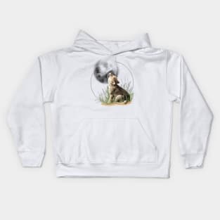 Little wolf and moon Kids Hoodie